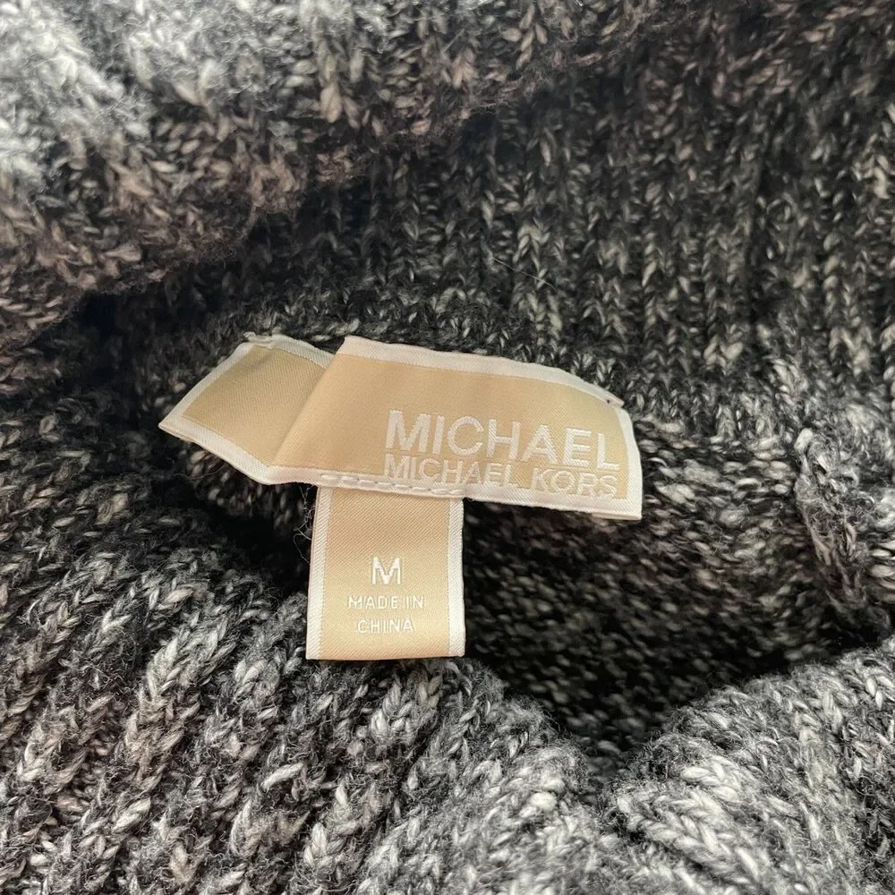 Michael Kors Womens M Marled Cowl Neck Long Sleeve Pullover Sweater Zip Pockets